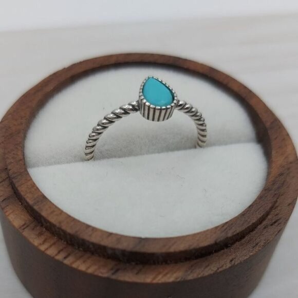 Vintage Turqouise Teardrop 925 Sterling Silver Ring - Picture 4 of 8